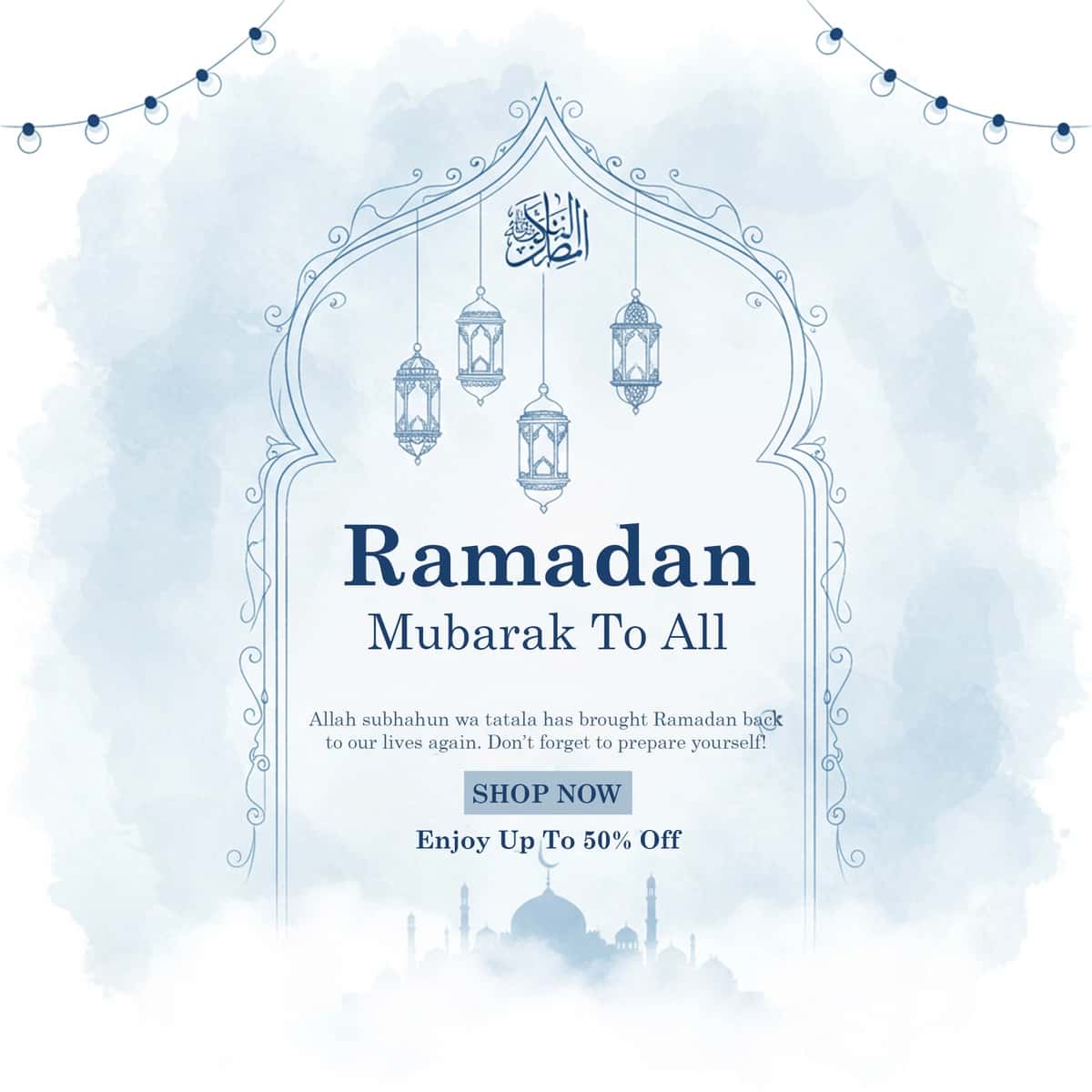Islom chiroqlari masjidi bilan bayramona ramazon savdosi | Festive ramadan sale with islamic lanterns mosque 1