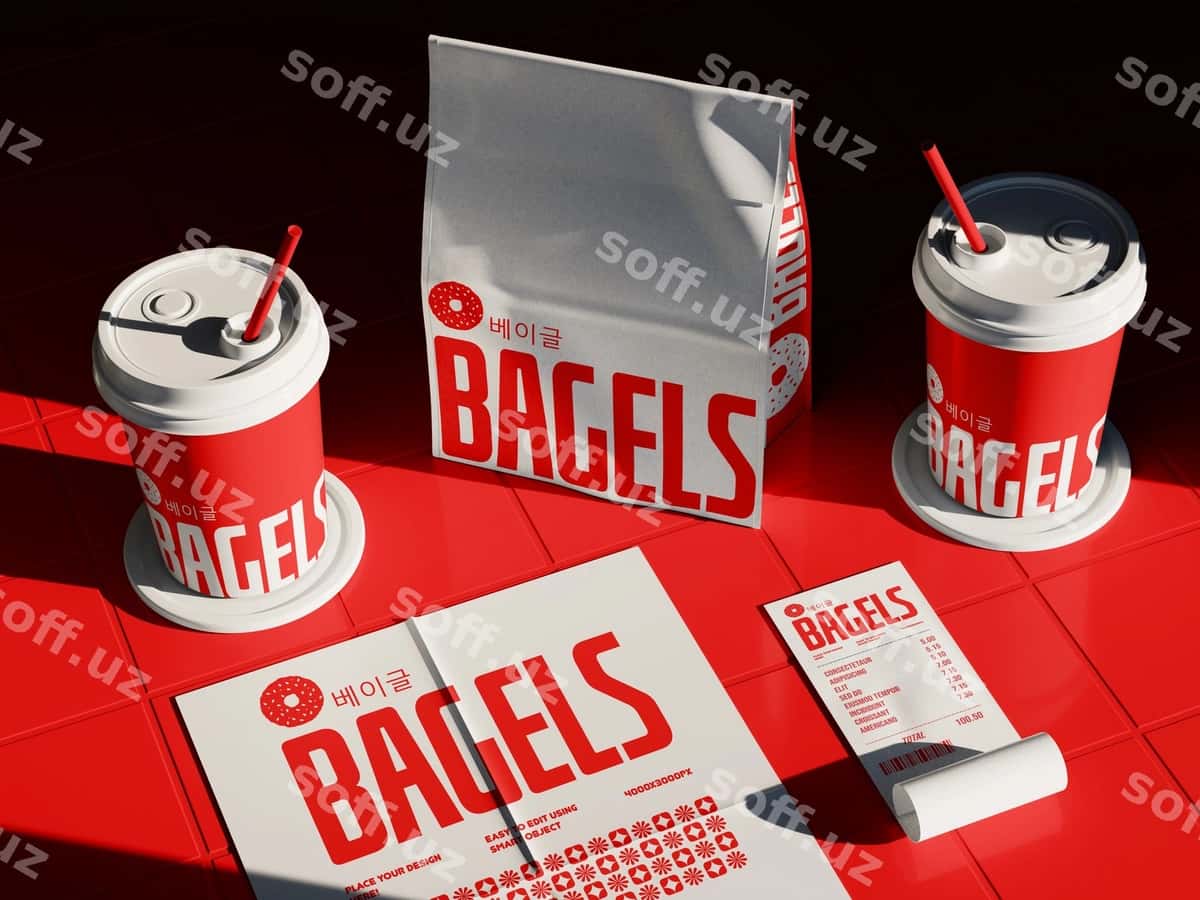 Bagel brendining menyu dizayni | Bagel branding menu design 1