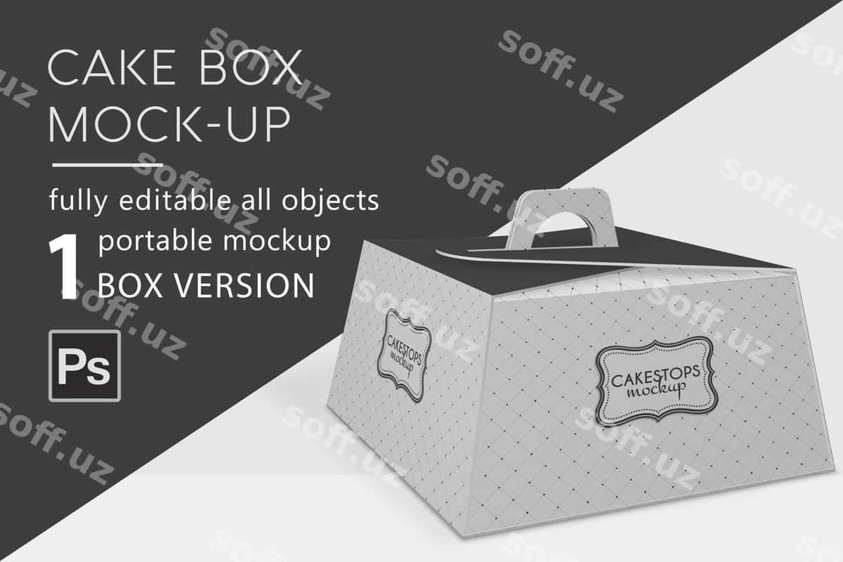 Pechenya do'koni tort qutisi namunasi | Bakery cake box mockup 1