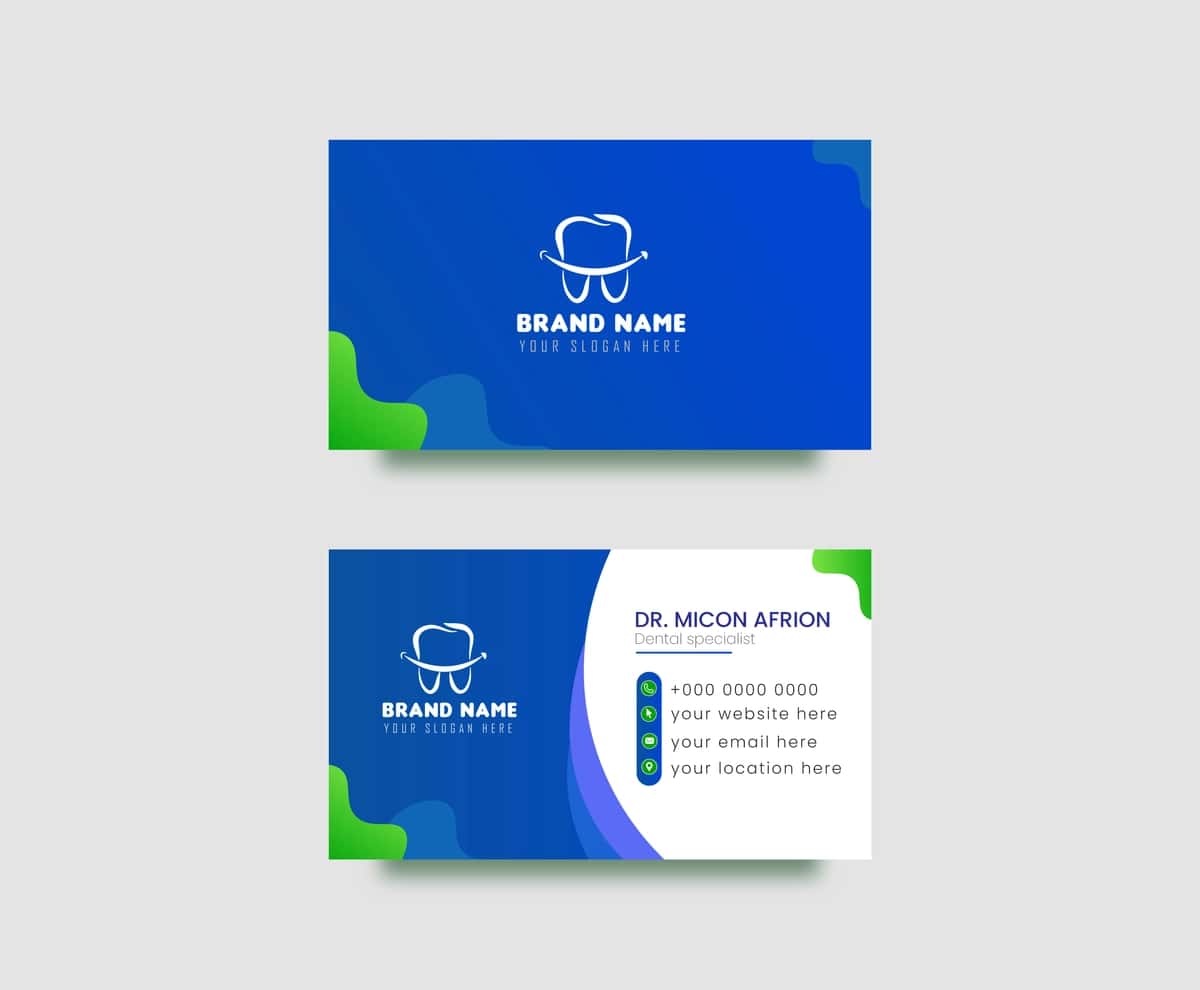 Vektorli tibbiy tashrif kartasi stomatolog stomatologiya klinikasi | Vector medical business card dentist dental clinic 1