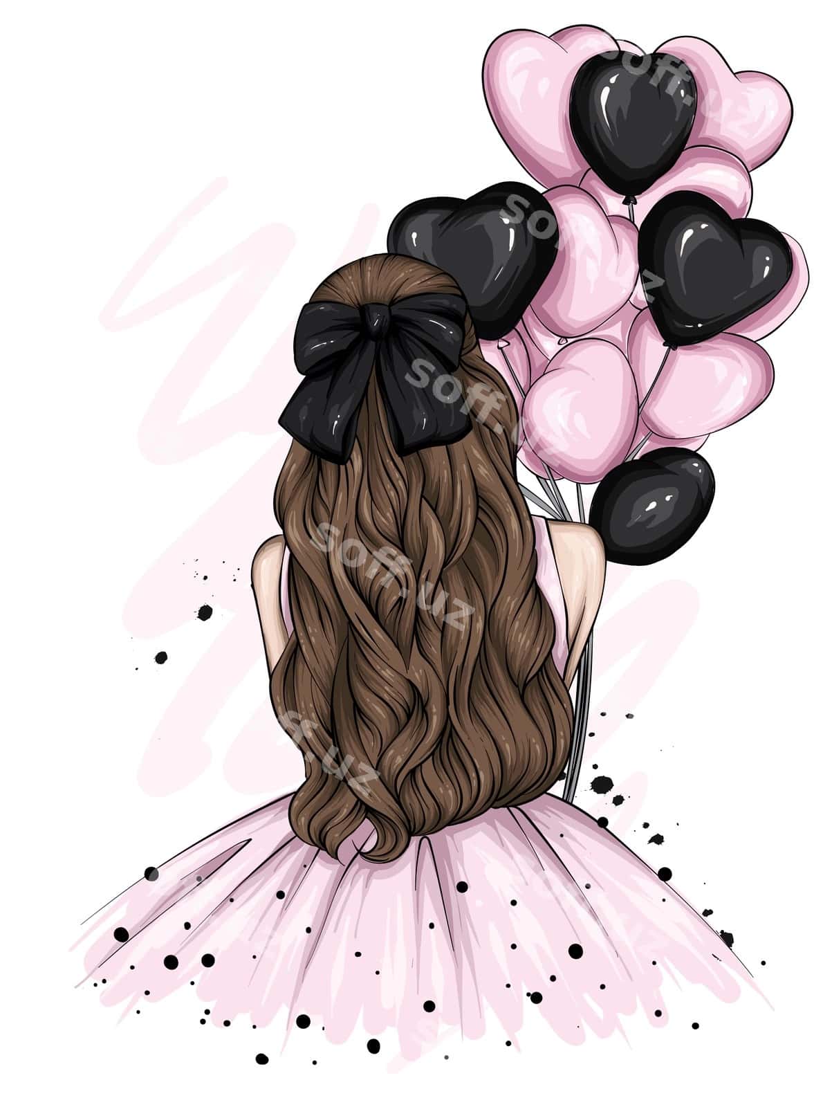Go'zal qiz sharqillar yullar bilan | Beautiful girl with balloons hearts 1