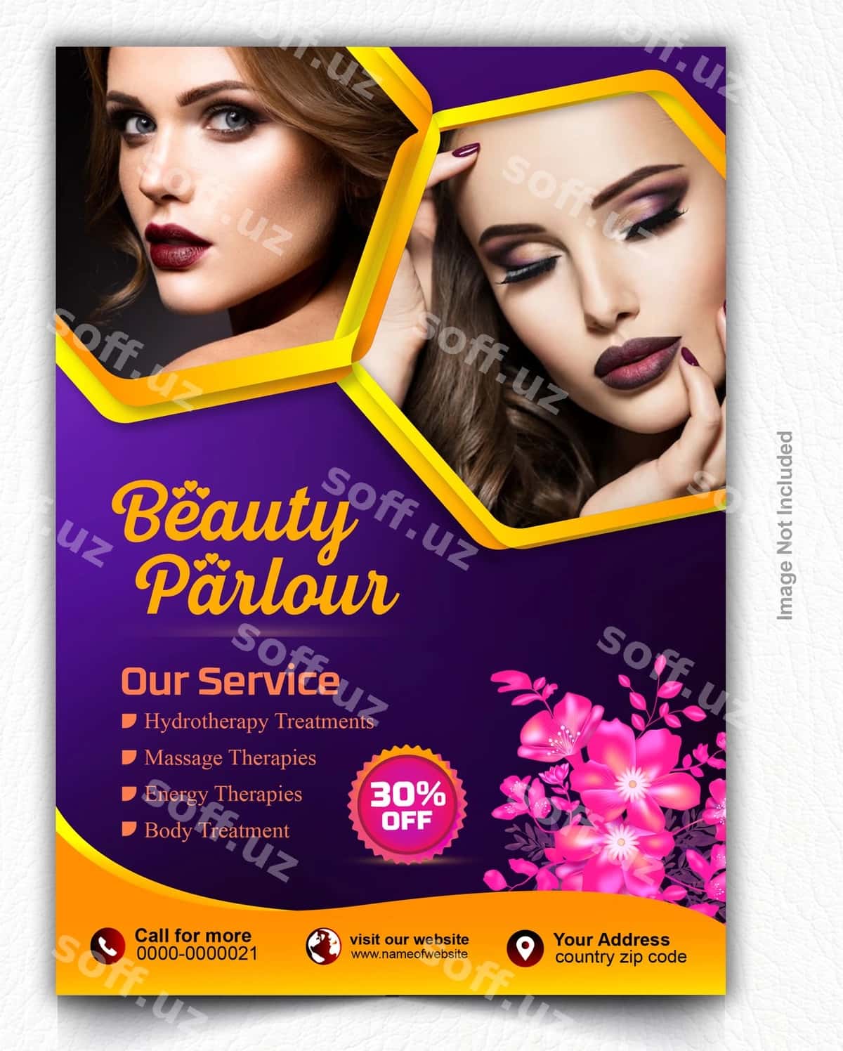 Chiroy saloni flyer dizayn shabloni | Beauty parlor flyer design template 1
