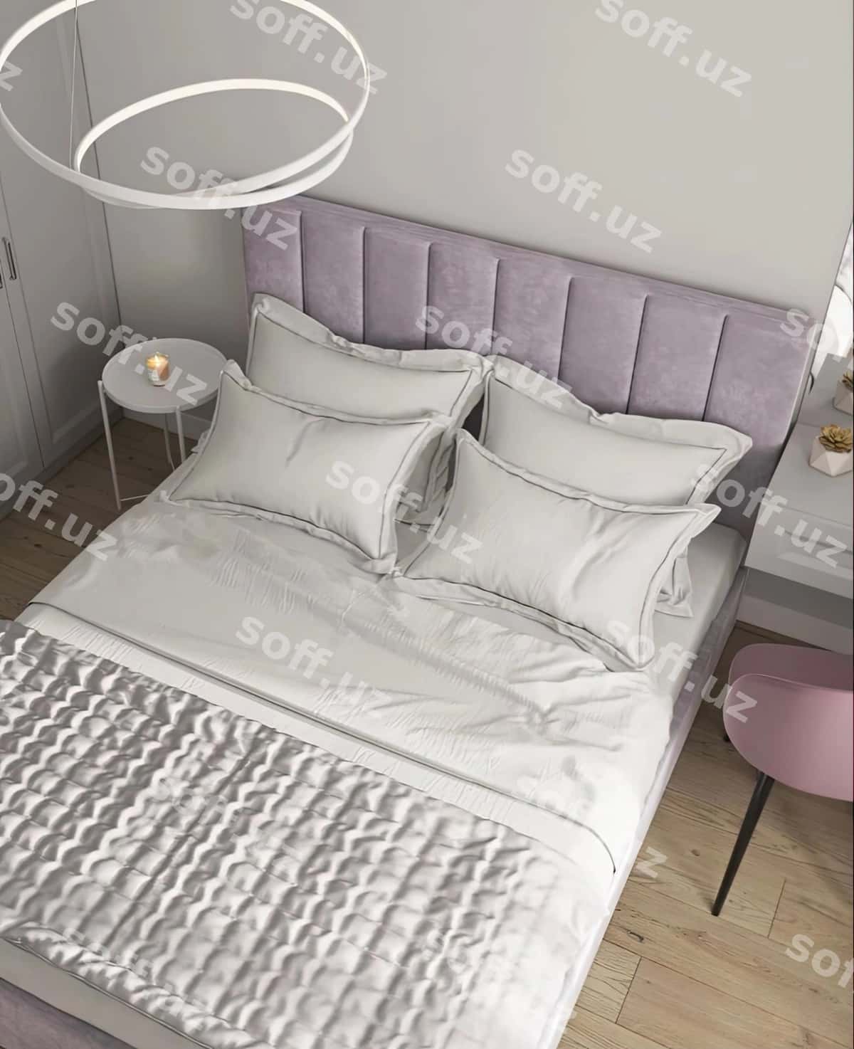Oq chizgilar bilan o'tpazasi lampasi | Bed with white sheets lamp it 1