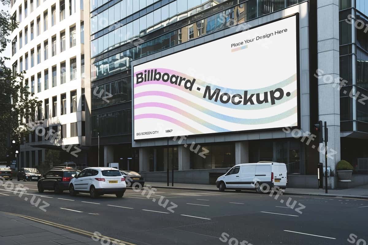 Katta ekran shahar billboardi namunasi | Big screen city billboard mockup 1