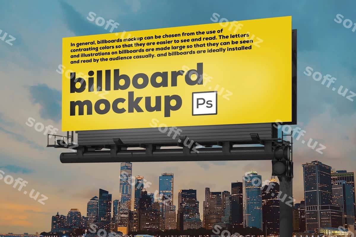 Billboard namunasi kecha shahri orqa foni | Billboard mockup night city background 1