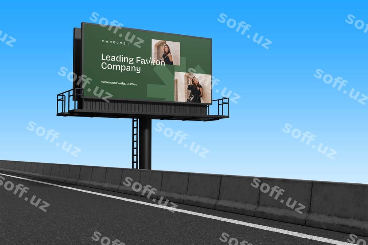 Billboard namuna yo'l | Billboard mockup road 1