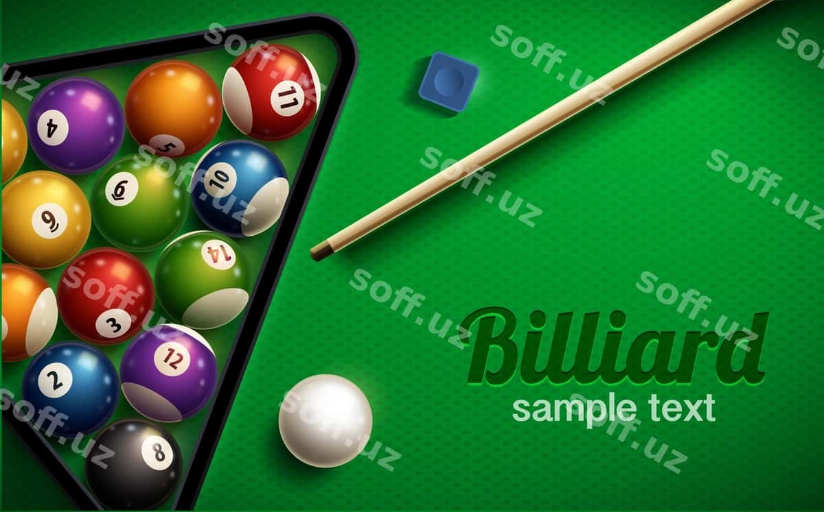 Bilyard stolining yuqori ko'rinishi sharlar sport mavzusi | Billiard table top view balls sport theme 1