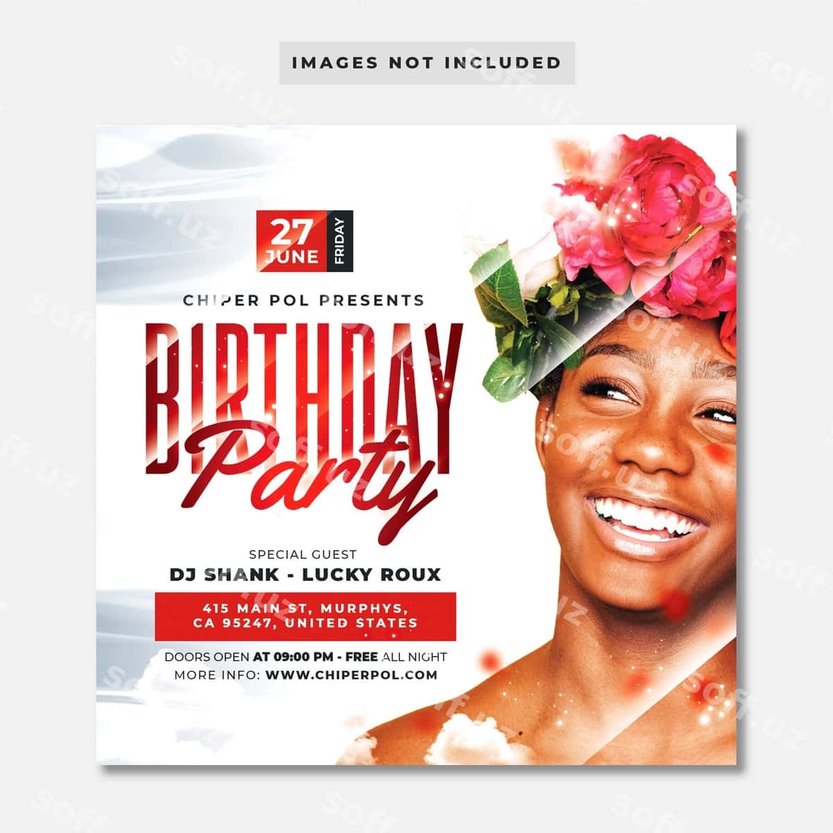 Tug'ilgan kun bayrami uchun varaqalar | Birthday party flyer 1