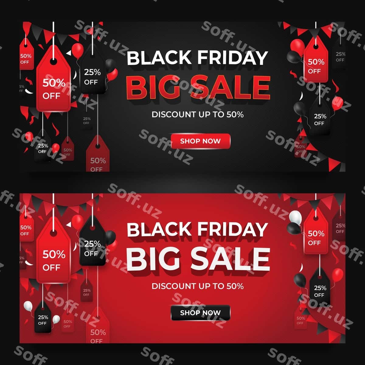 Black Friday katta aktsiya veb baner shabloni | Black friday big sale web banner template 1