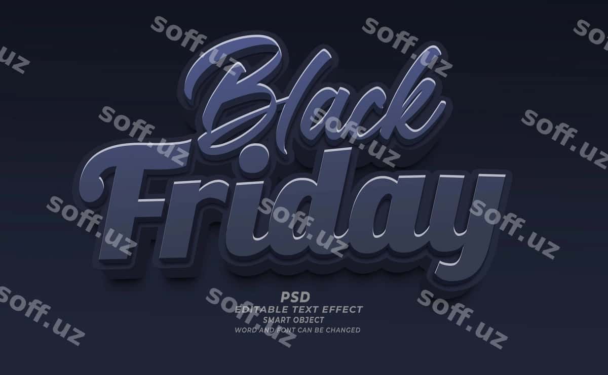 Black Friday psd 3d tahrir qilish mumkin matn effekti | Black friday psd 3d editable text effect 1