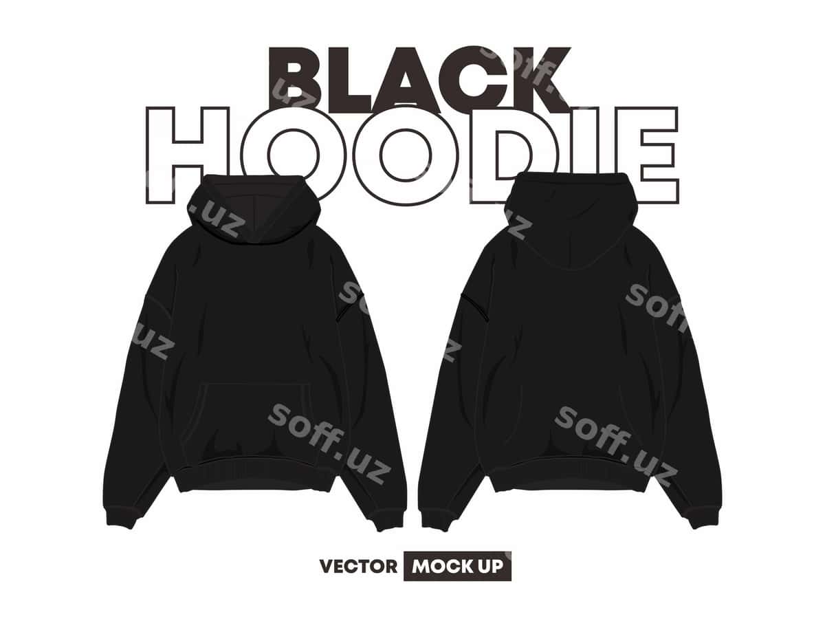 Qora fudbolka namunasi | Black hoodie mock up 1