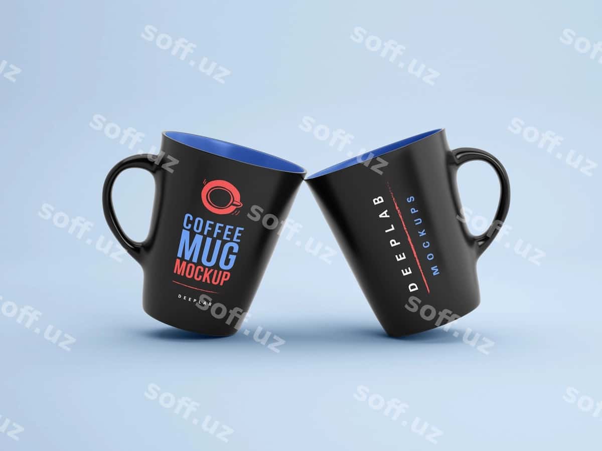 Qora pialalar, rangi tahrir qilish mumkin bo'lgan mockup | Black mugs with editable color mockup 1