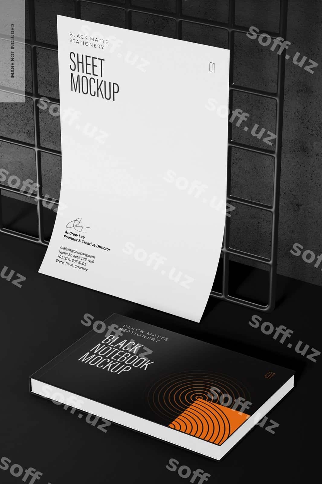Qora daftarlar namunasi ochilgan yopilgan | Black notebooks mockup opened closed 1