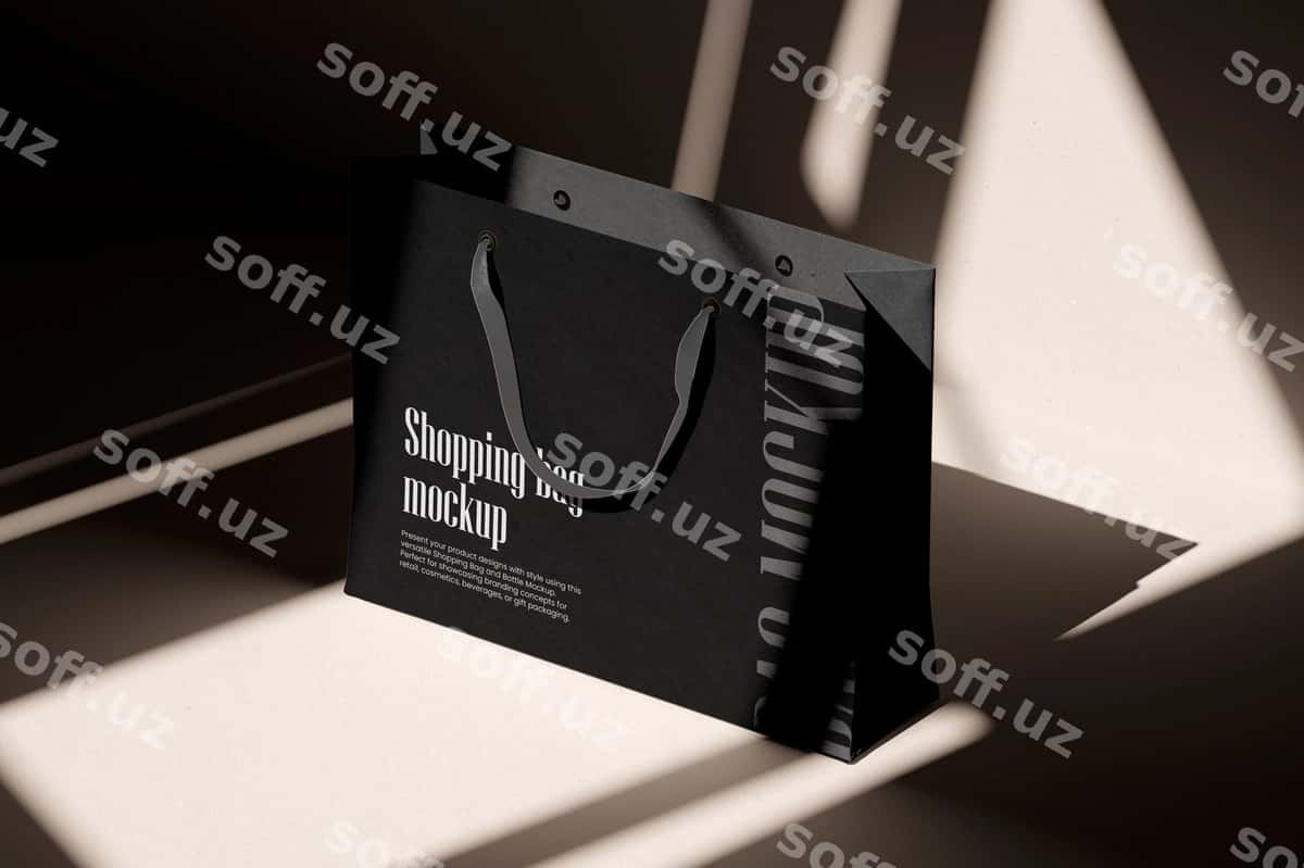 Qora xaridlar sumkasi mockup | Black shopping bag mockup 1