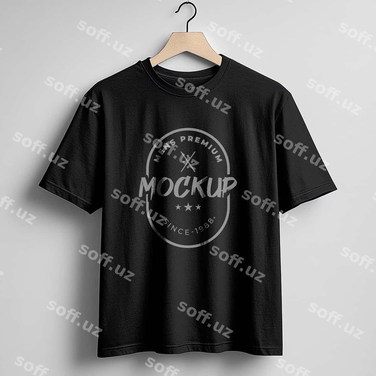 Qora futbolka dizayn mockup PSD | Black tshirt design mockup psd 1