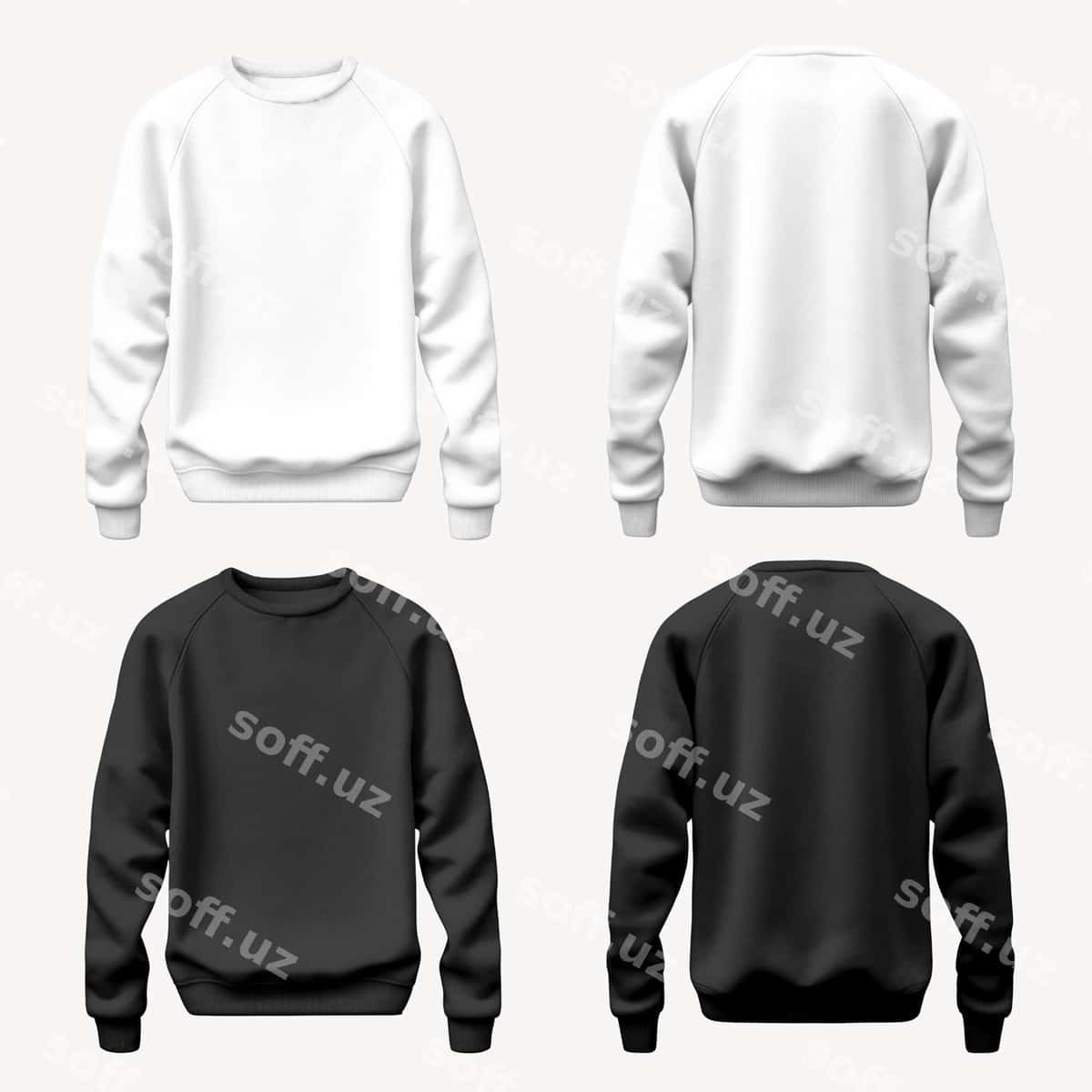 Bo'sh oq va qora futbolkalar namunasi | Blank white black sweatshirts mockup 1