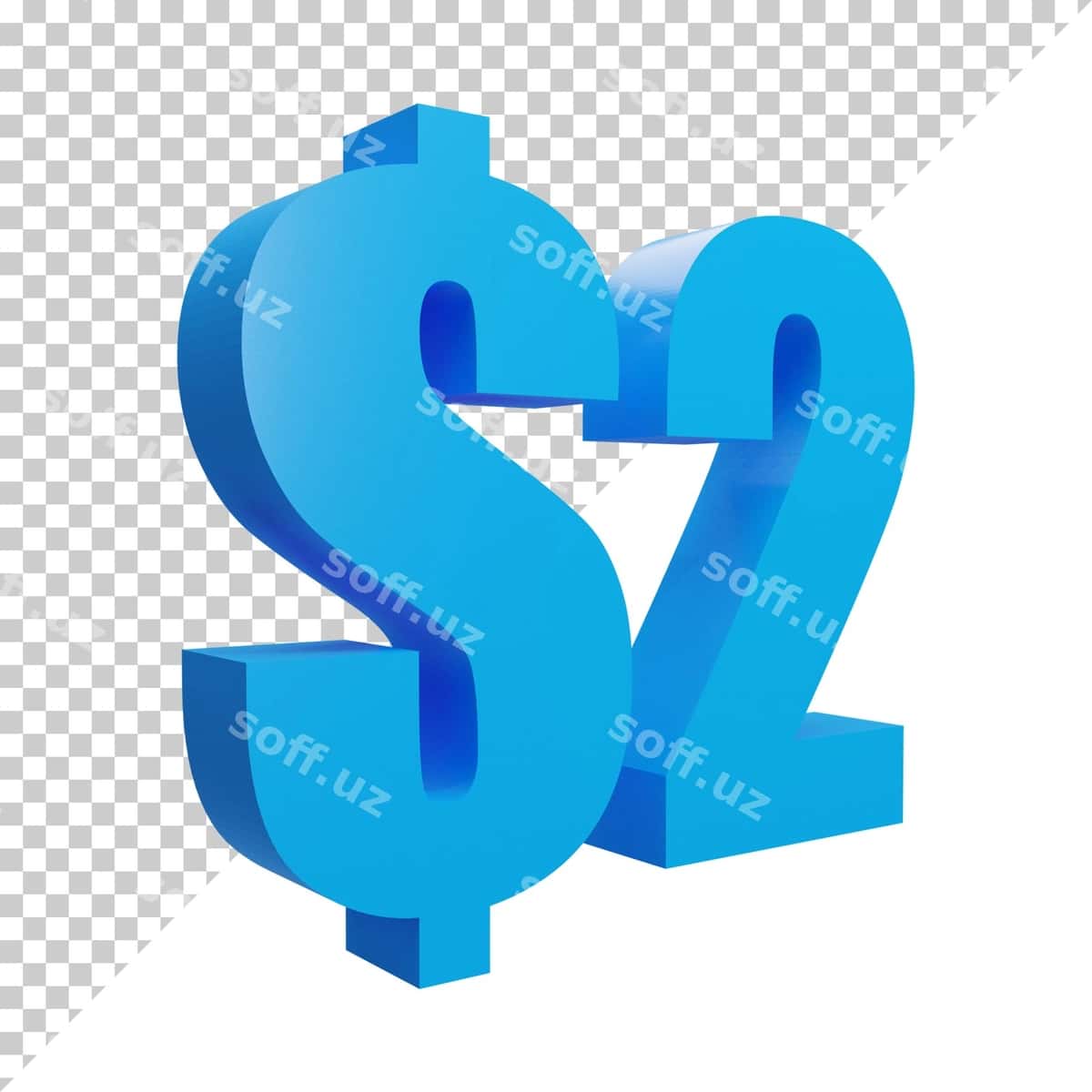 Ko'k 3d render ikki dollar belgi | Blue 3d render 2 dollar sign 1