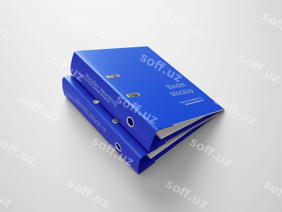 Moviy bog'lovchi maketi | Blue binders mockup 1