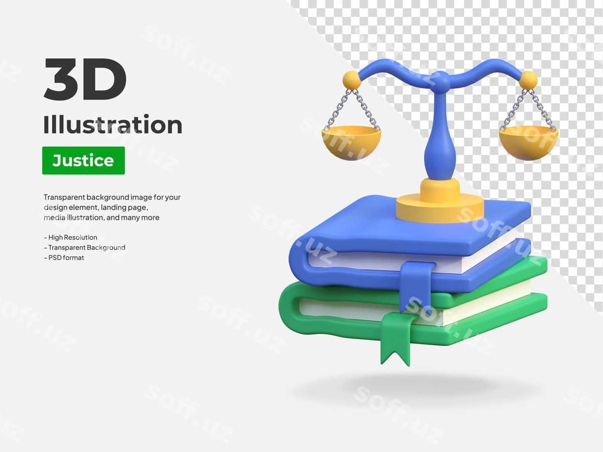 Kitob qonuni uch oʻlchovli ikonka illustratsiyasi | Book law 3d icon illustration 1