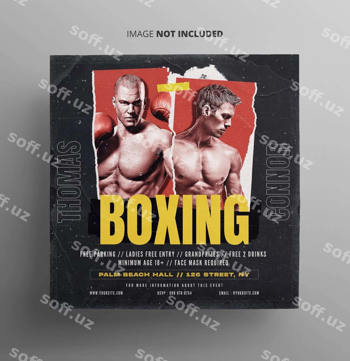 Shoxing chempioni reklama litfchasi shabloni | Boxing champion promotion flyer template 1