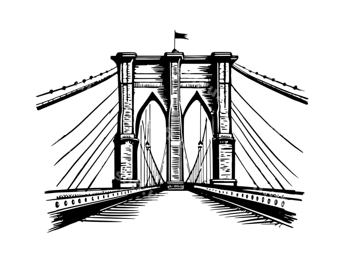 Yangi York ko'prigi qo'l bilan chizilgan vektor | Bridge new york hand drawn vector 1