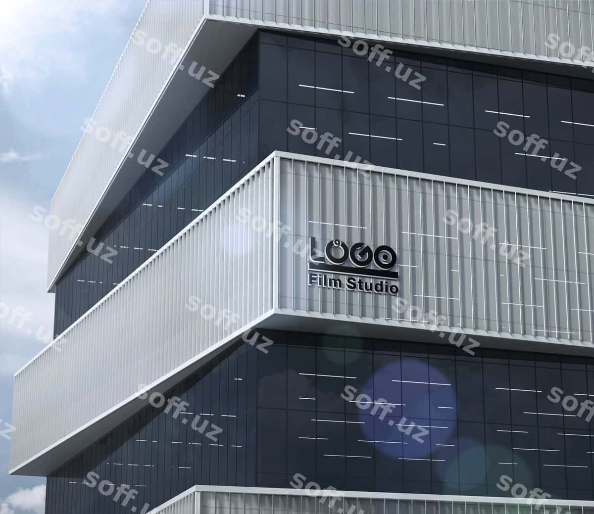 Bino burch 3d logotip namunasi | Building corner 3d logo mockup 1