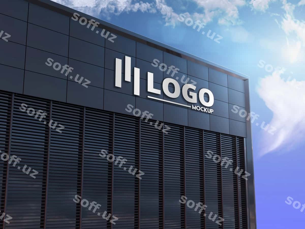 Binoning logotipi mockup dizayn rendering | Building logo mockup design rendering 1