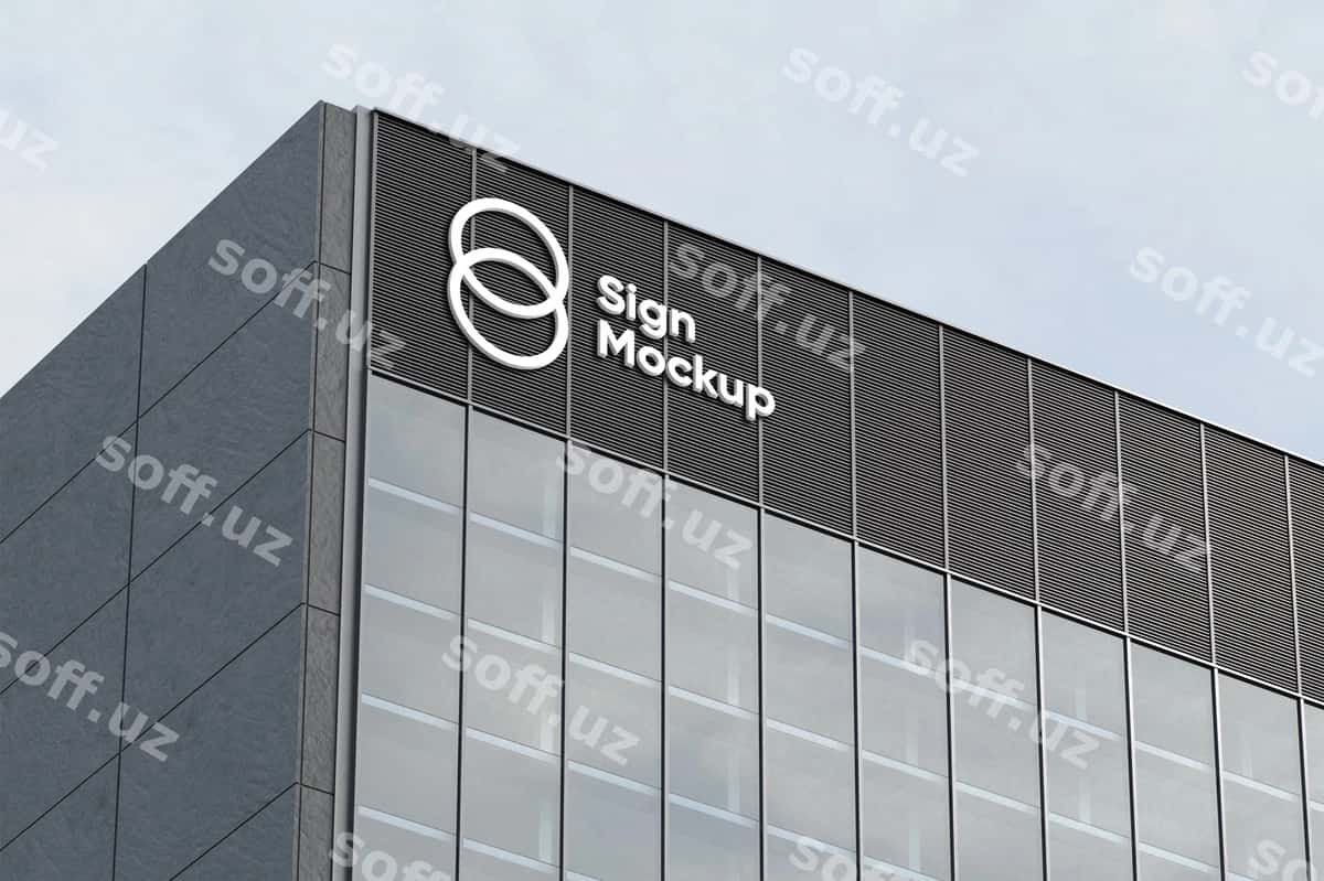 Binoda belgi namunasi | Building sign mockup 1
