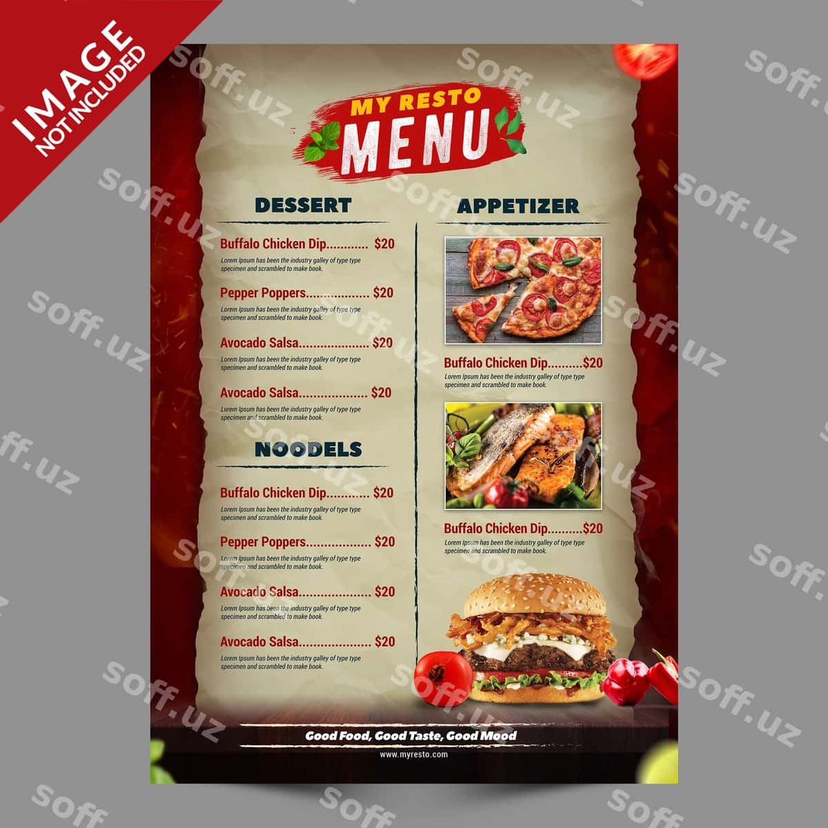 Burger menyu reklama shablon seriyasi | Burger menu promotion template series 1