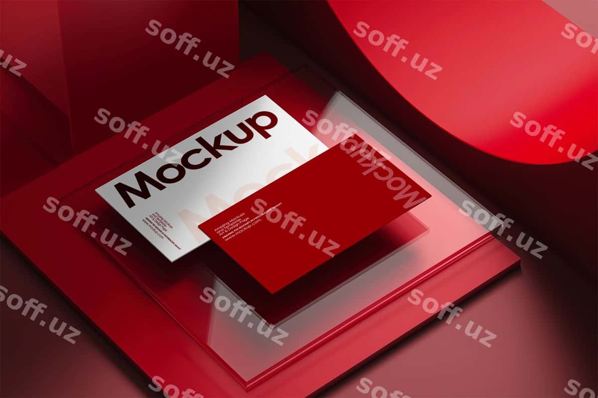 Biznes vizitka mockup qizil tonlar | Business card mockup red tones 1