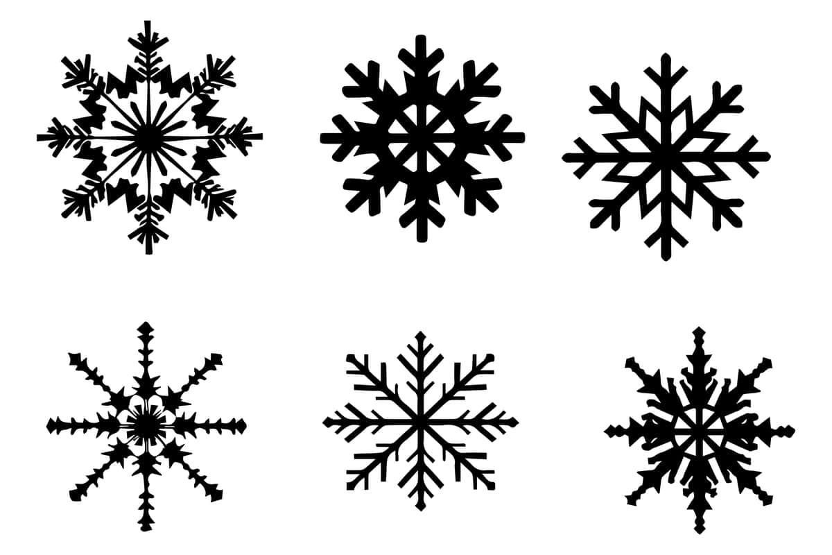 Qora siluet qor parchasi vektor dizayni | Black silhouette snowflake vector designe 1