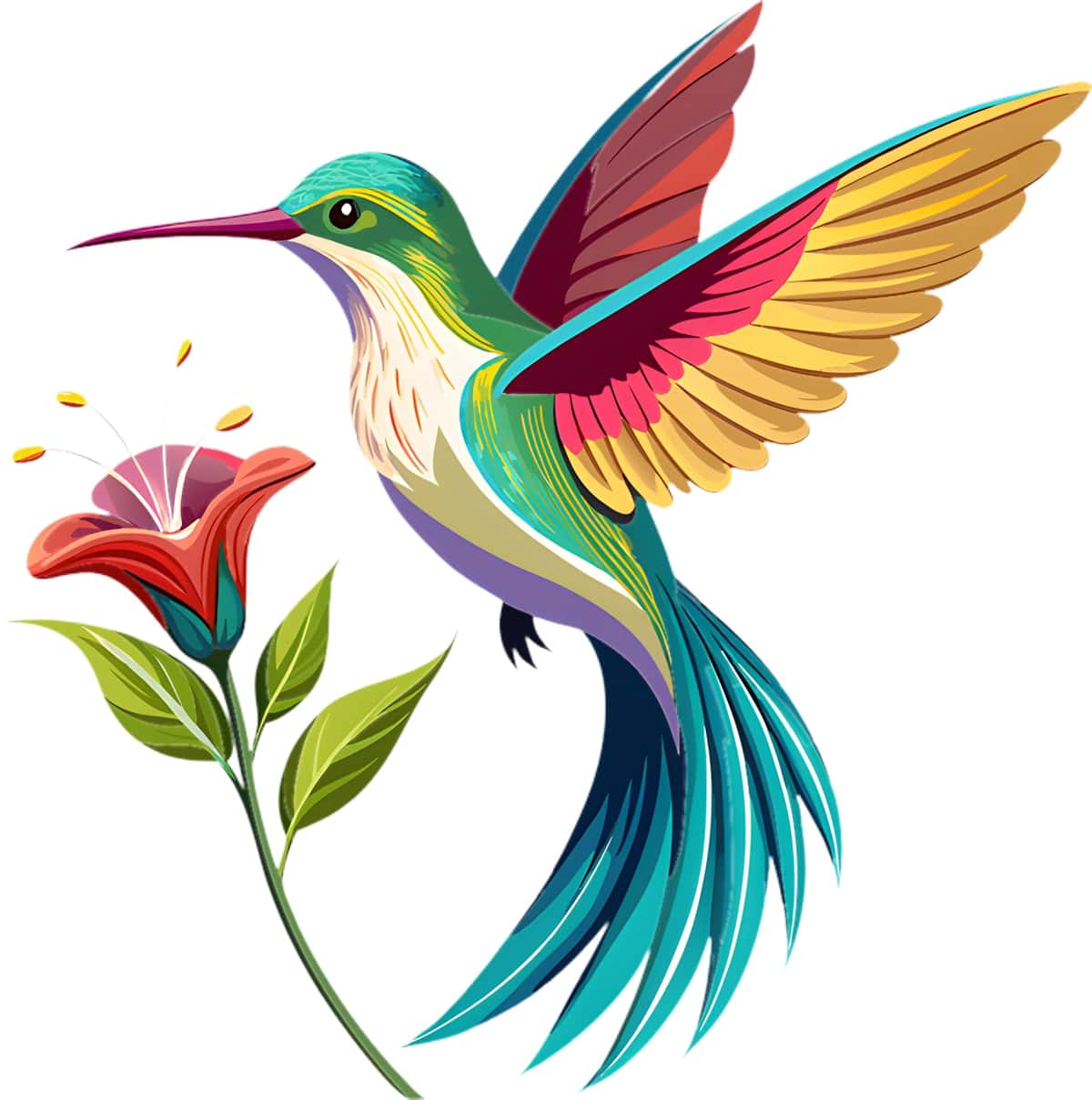 Nozik kolibri jonli gul yonida uchib yuradi | Delicate hummingbird hovers near vibrant flower 1