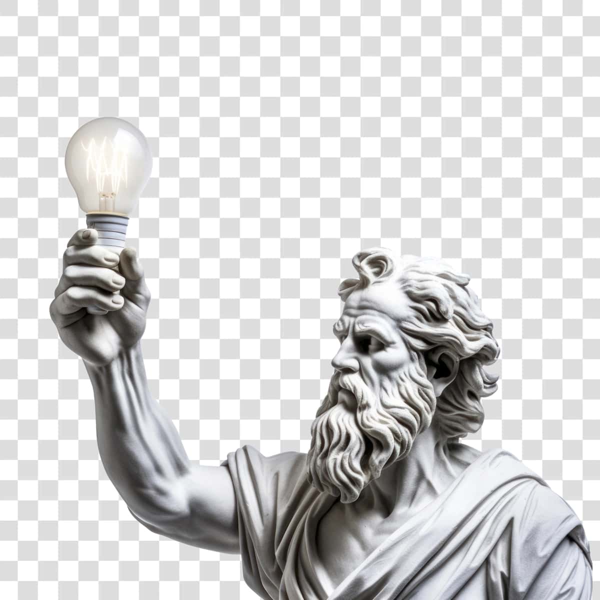 Png yunon haykali Isoning qo'li lampochka lampochkasini ushlab turibdi | Png greek sculpture jesus hand holding light bulb lightbulb female 1