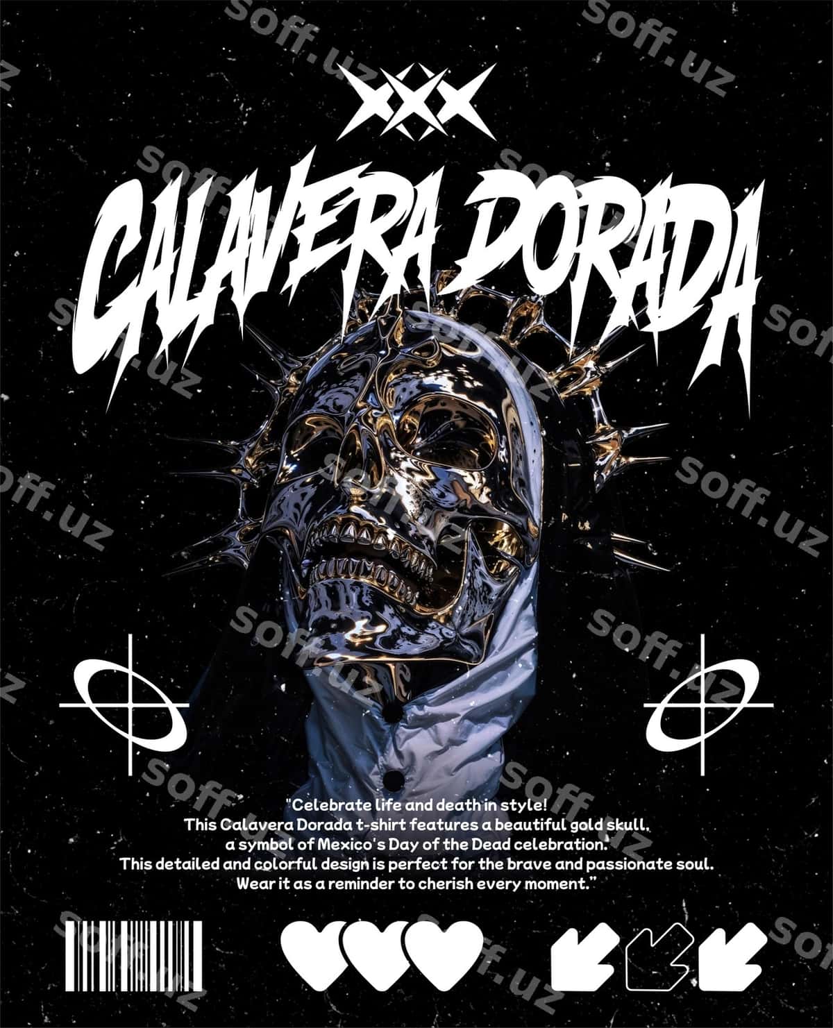 Oltin berkut futbolka dizayni | Calavera dorada tshirt design 1