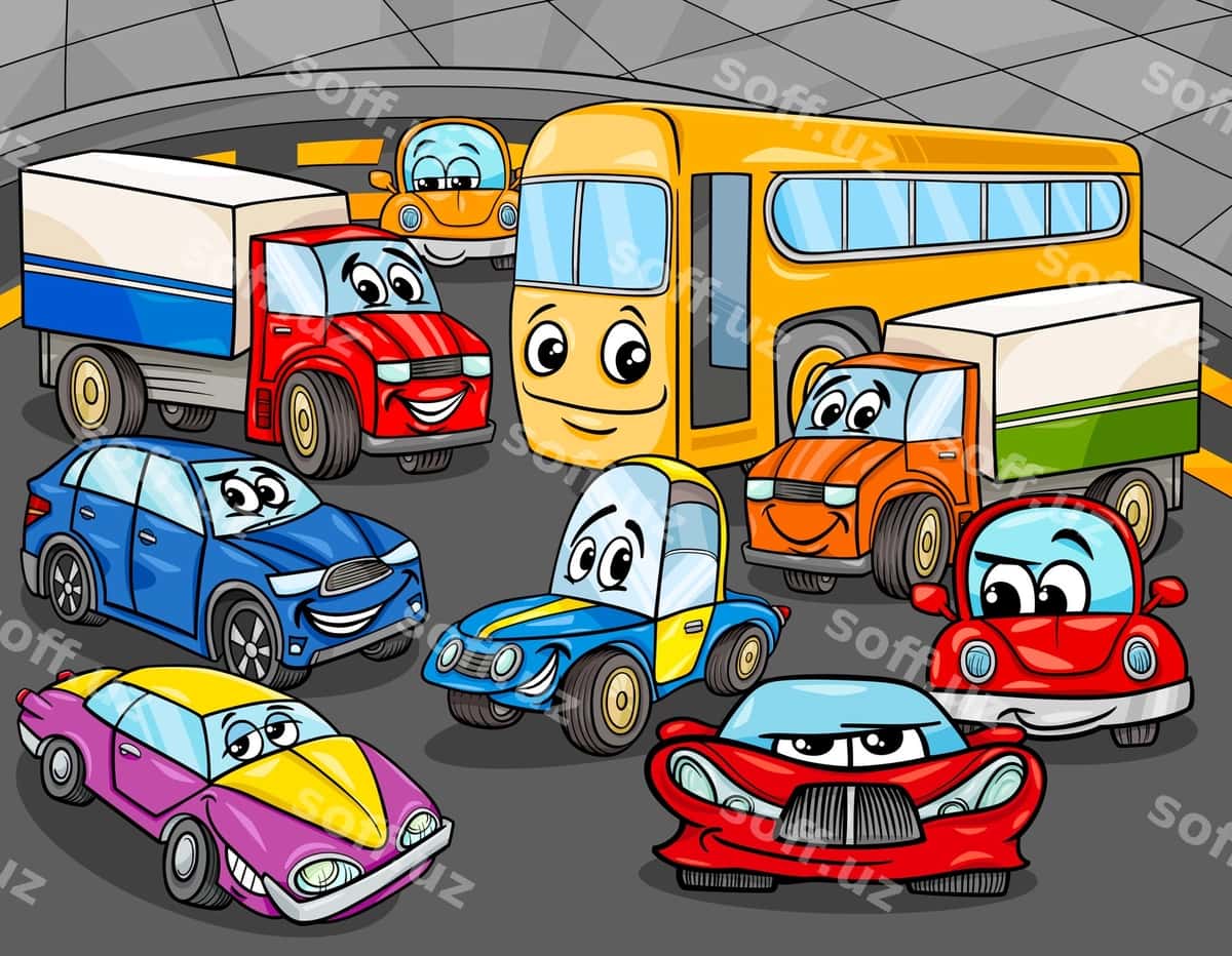 Mashina transport komiks qahramonlar guruhı | Car vehicles cartoon characters group 1