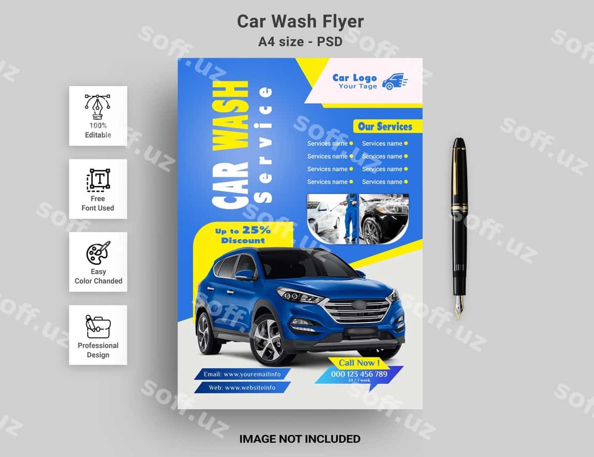Avtomobil yuvish xizmati flyer promotsiyasi | Car wash service flyer promotion 1