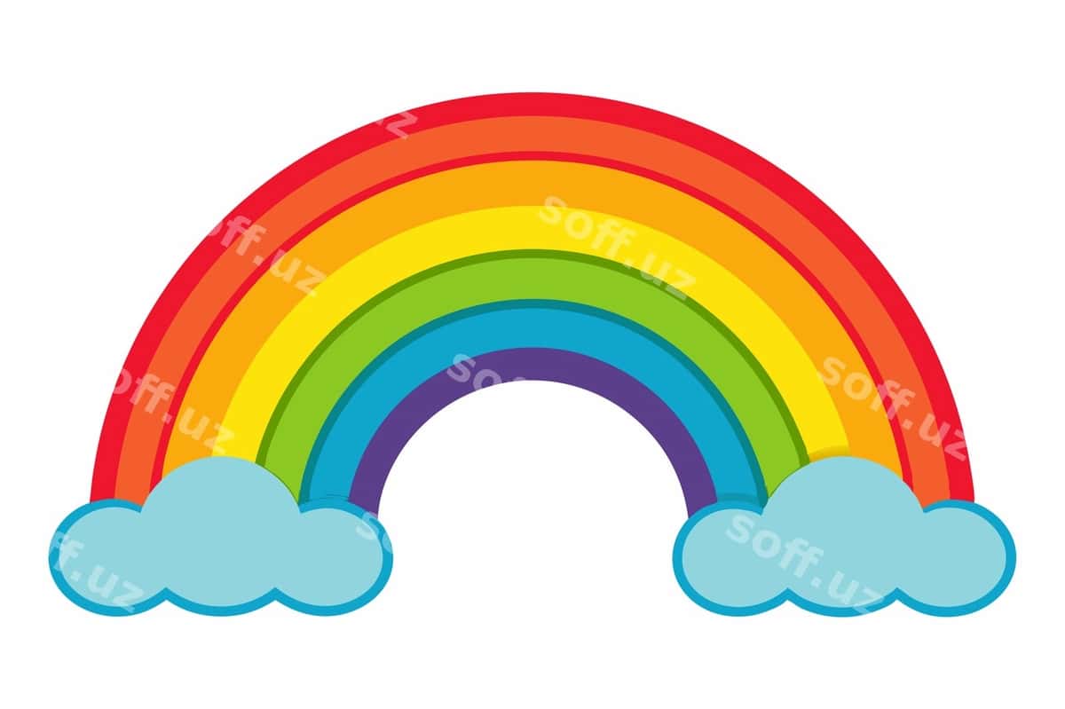 Karyunasiya rangli do'st vektor oq fonda | Cartoon rainbow vector white background 1