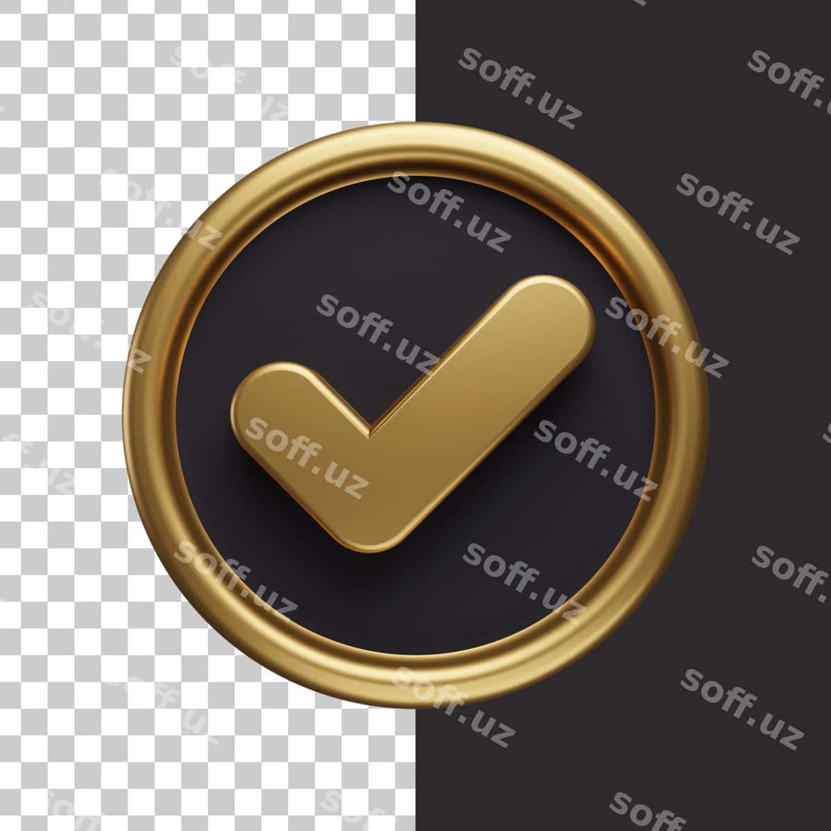 Chek ikonka oltin 3D | Check icon gold 3d 1