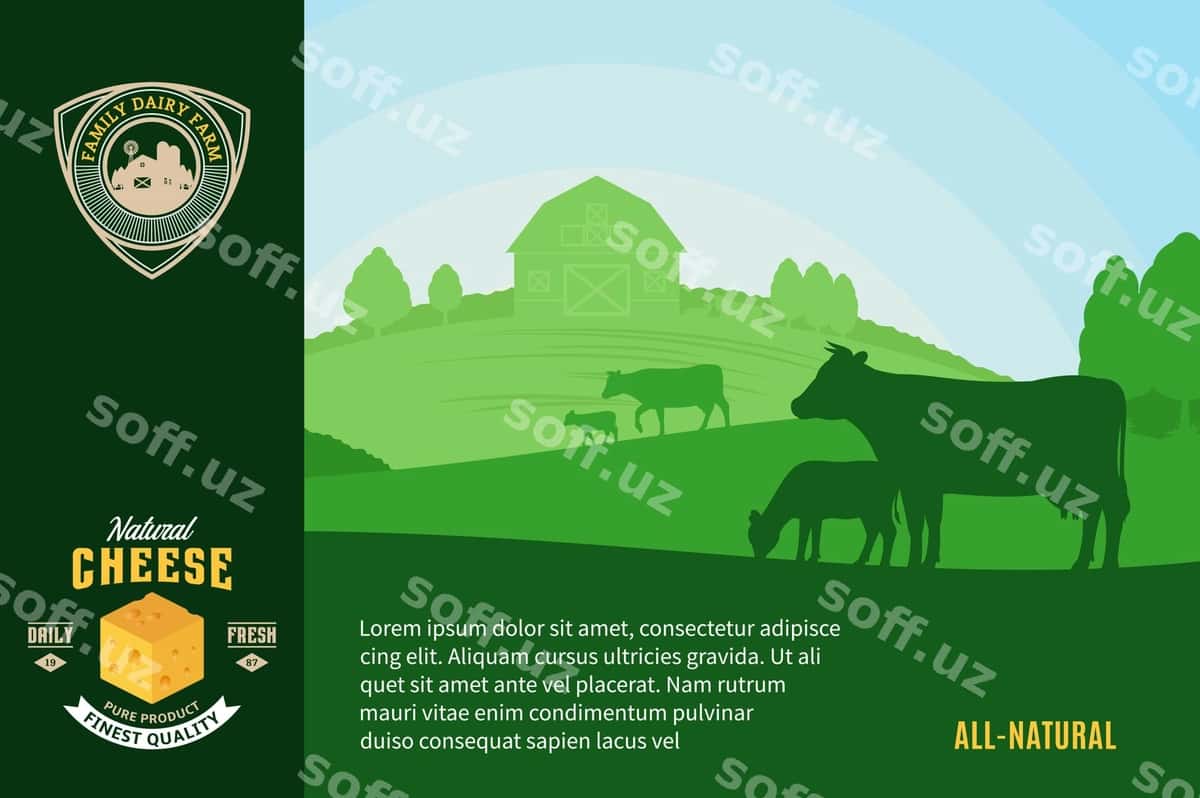 Pishloq logotipi sutxona illustratsiyasi | Cheese logo dairy farm illustration 1