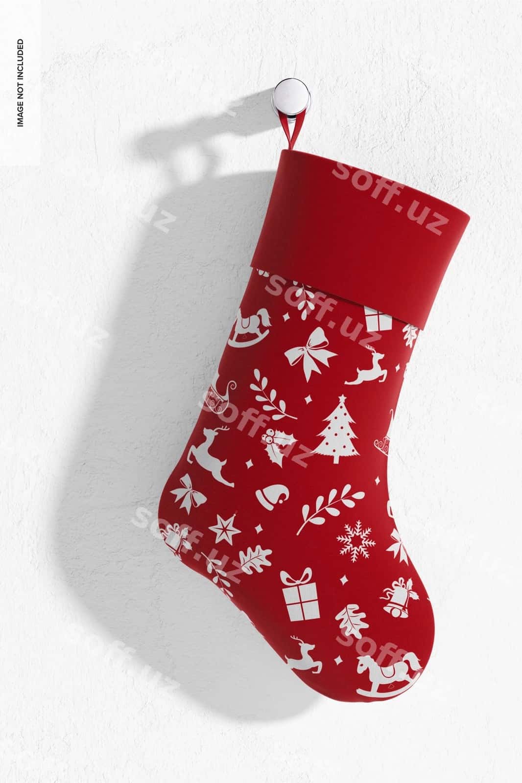 Yangi yil soktigi namunasi old tomondan ko'rinish | Christmas stocking mockup front view 1