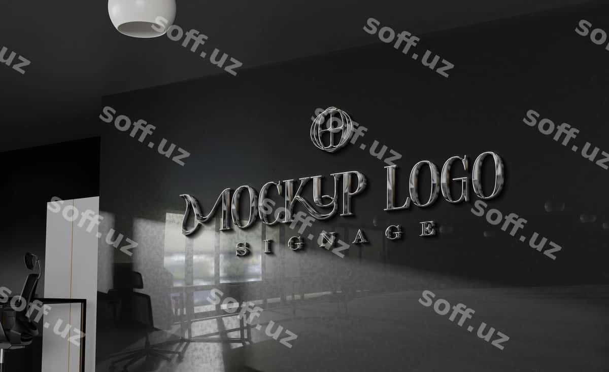 Chrome logotip effekt mockup | Chrome logo effect mockup 1