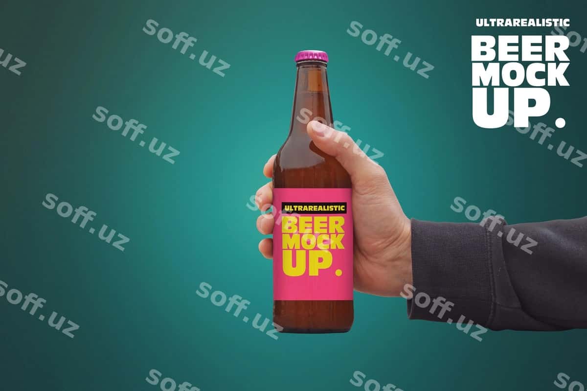 Tozalangan 50 cl pivo qo'l namuna | Clean 50cl beer hand mockup 1