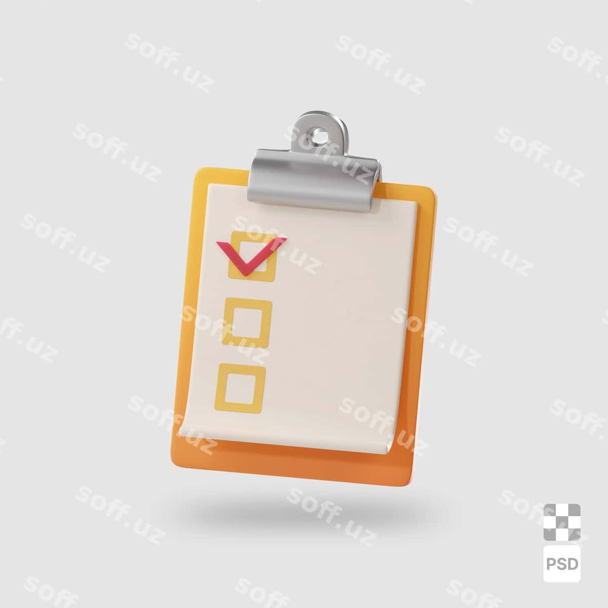 Bosma panelda tekshiruv ro'yxati 3d rasmi | Clipboard with checklist 3d image 1