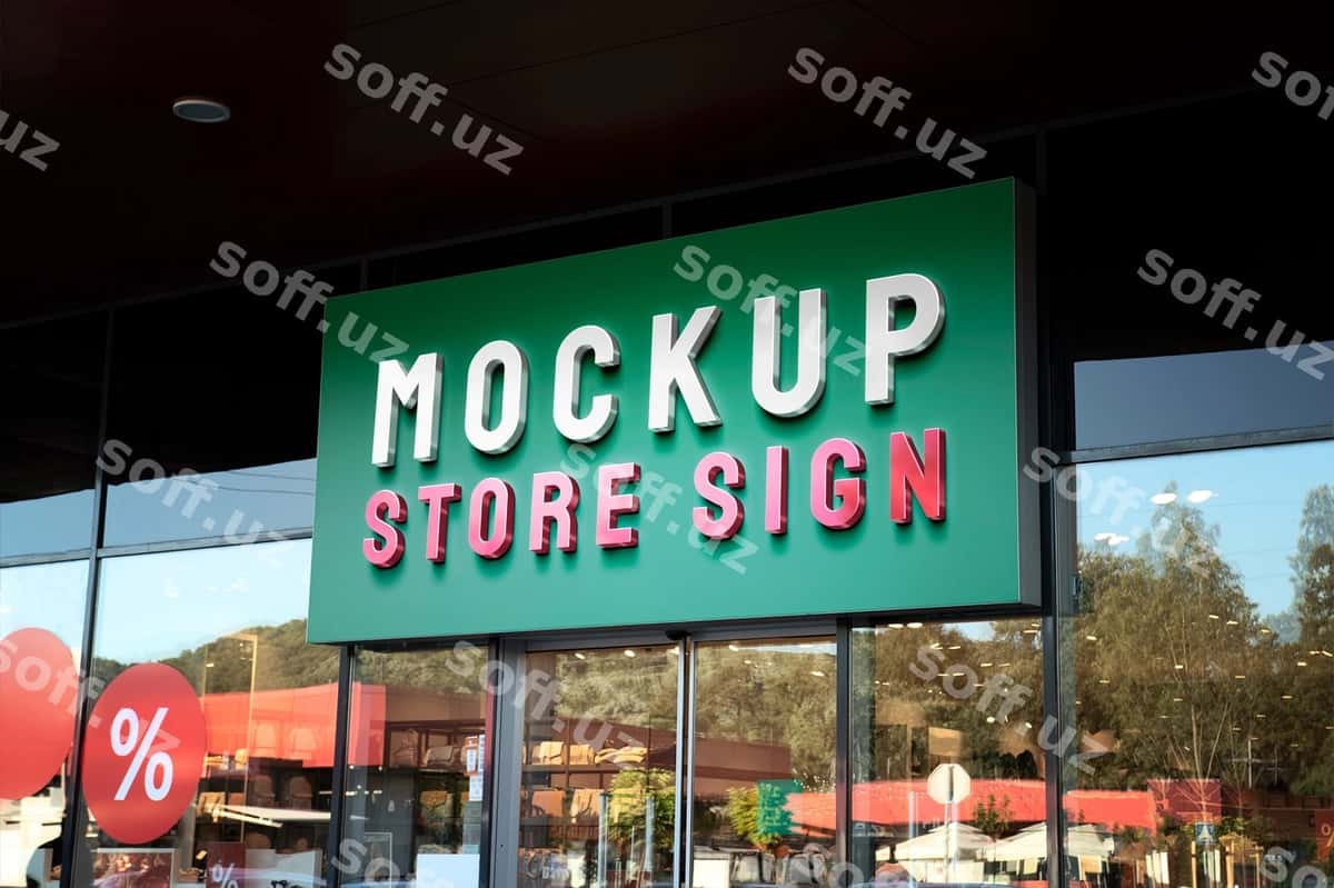 Kiyim do'kon shahar belgisi mockup | Clothing store city sign mockup 1