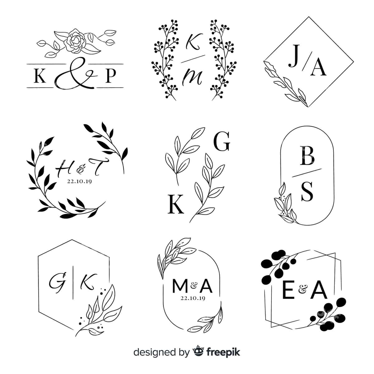 Kolleksiya turmа monogramma logotiplari | Collection wedding monogram logos 1