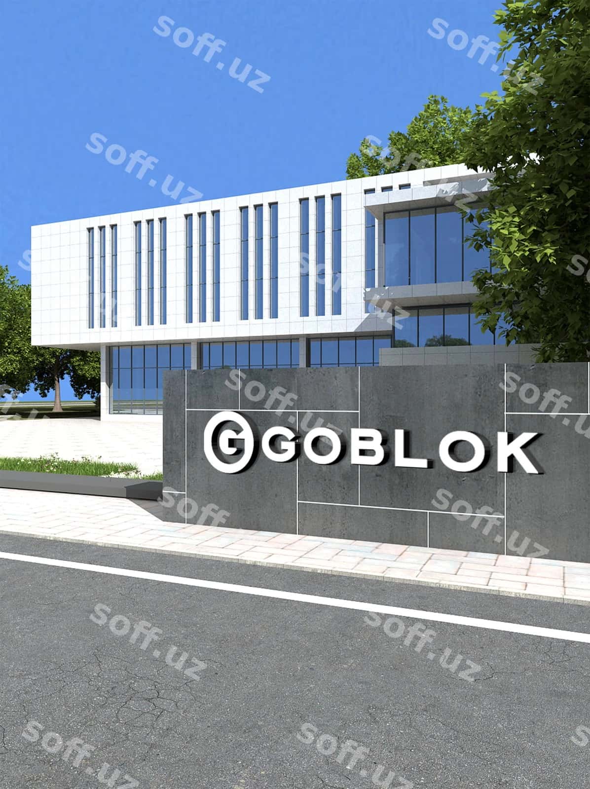 Kompaniya bino 3d logotip mockup dizayni | Company building 3d logo mockup design 1