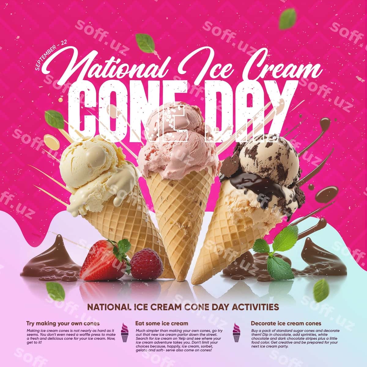 Kon muzqaymoq kun poyezri | Cone ice cream day poster 1