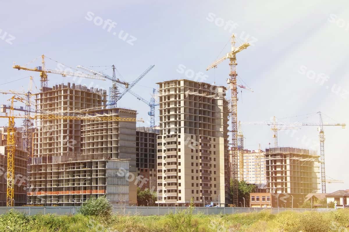Qurilish joyi yangi baland binolar bilan | Construction site with new tall buildings 1