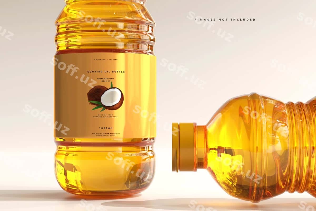 Pishiriq yog'di shisha namunasi | Cooking oil bottle mockup 1