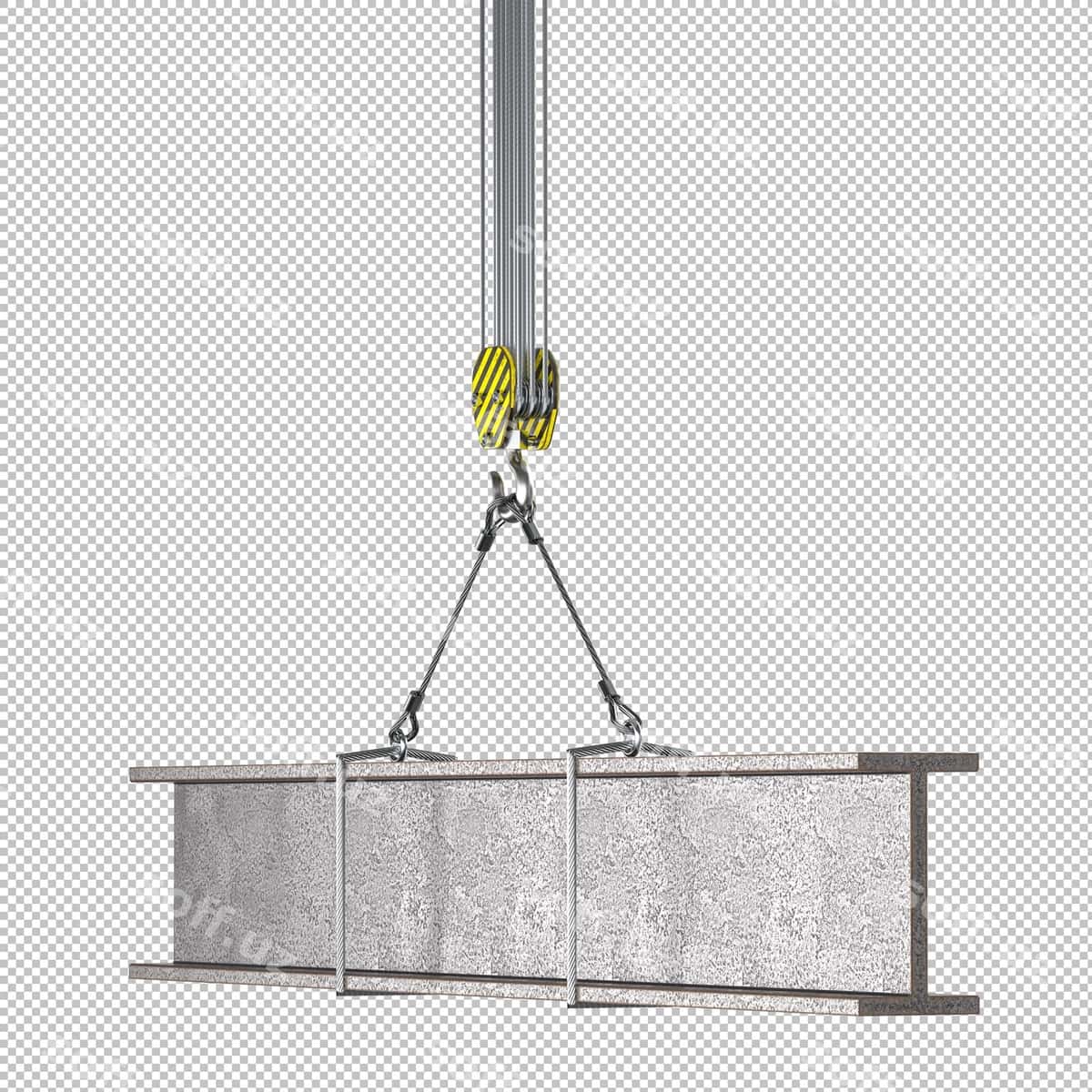 Kran qozoni staliy profil koʻtish 3d ajraltirilgan | Crane hook lifting steel beam 3d isolated 1